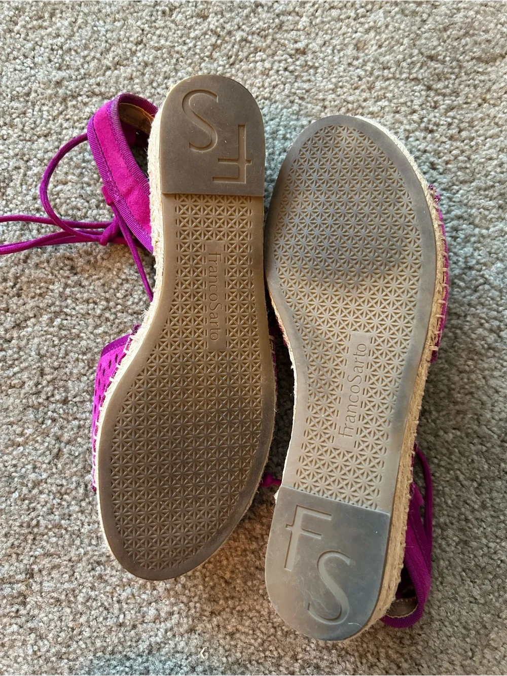 Franco Sarto Magenta Espadrille Sandals w/ ankle ties 8.5